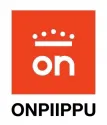 Punainen neliölogo, jonka keskellä on valkoinen teksti "on". Tekstin yläpuolella on valkoinen viiva ja sen yläpuolella viisi valkoista pistettä. Logon alapuolella on musta teksti "ONPIIPPU".